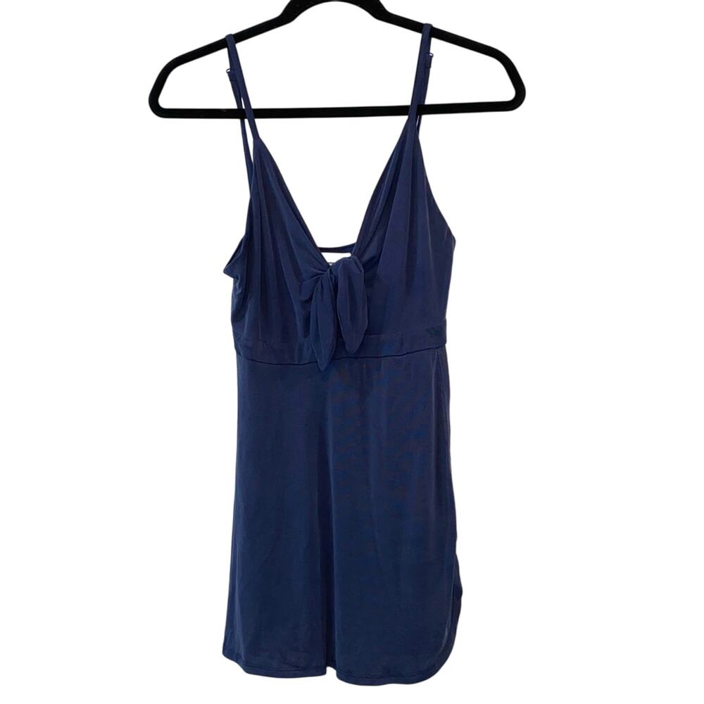 Urban Outfitters Navy Tie Front Romper Medium Peekaboo Cutout‎ Sleeveless Shorts